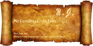 Molcsányi Jolán névjegykártya